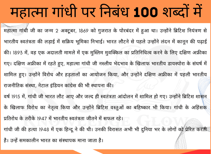 easy essay on mahatma gandhi in hindi