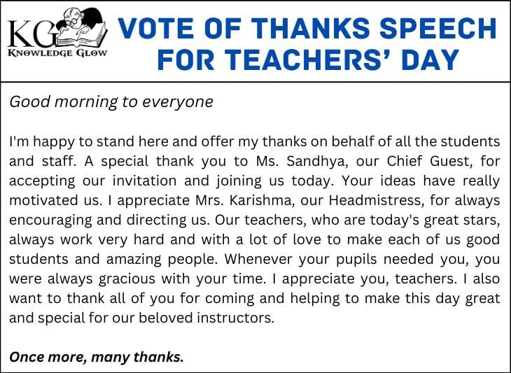 Vote of Thanks Speech for Teachers’ Day