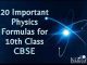 20 Important Physics Formulas