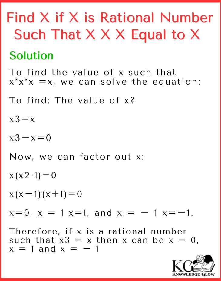 Find X if X is Rational Number Such That X X X Equal to X